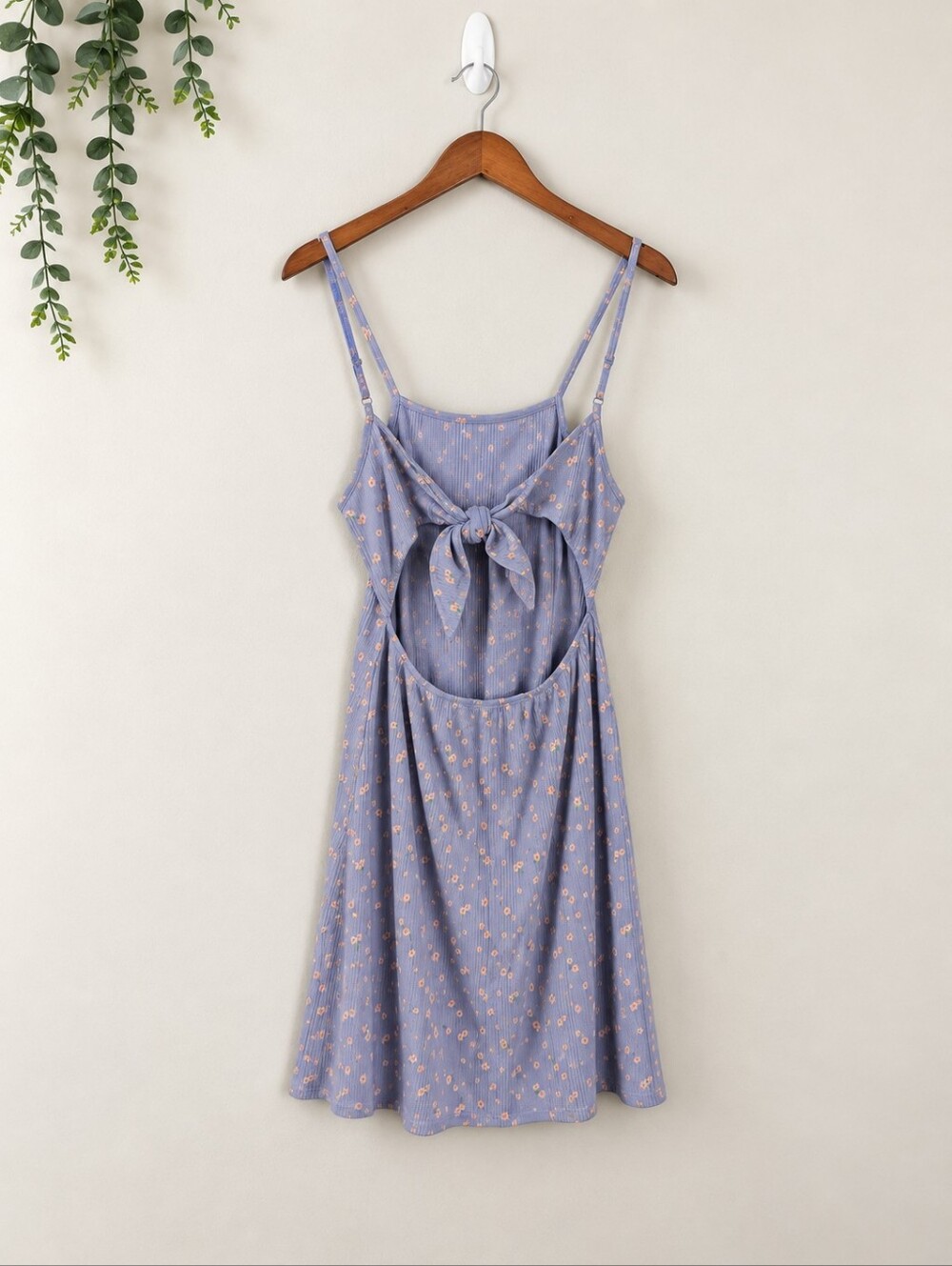 American Eagle Blue Floral Tie Back Mini Dress M Medium - Picture 2 of 6